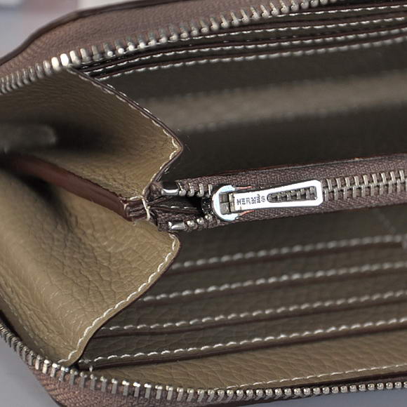 1:1 Quality Hermes Evelyn Long Wallet Zip Purse A808 Dark Grey Replica